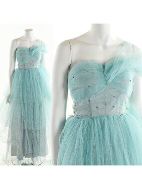50's Tulle Strapless Formal Dress